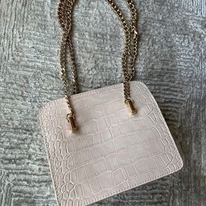 New Zara Creme Faux Alligator Bag With Chain Handle